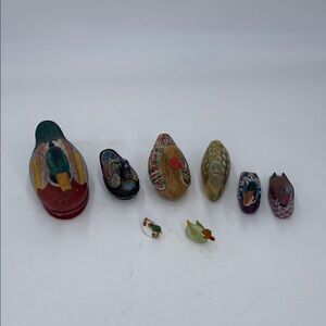Vintage Colorful Duck Wooden Collectible Set